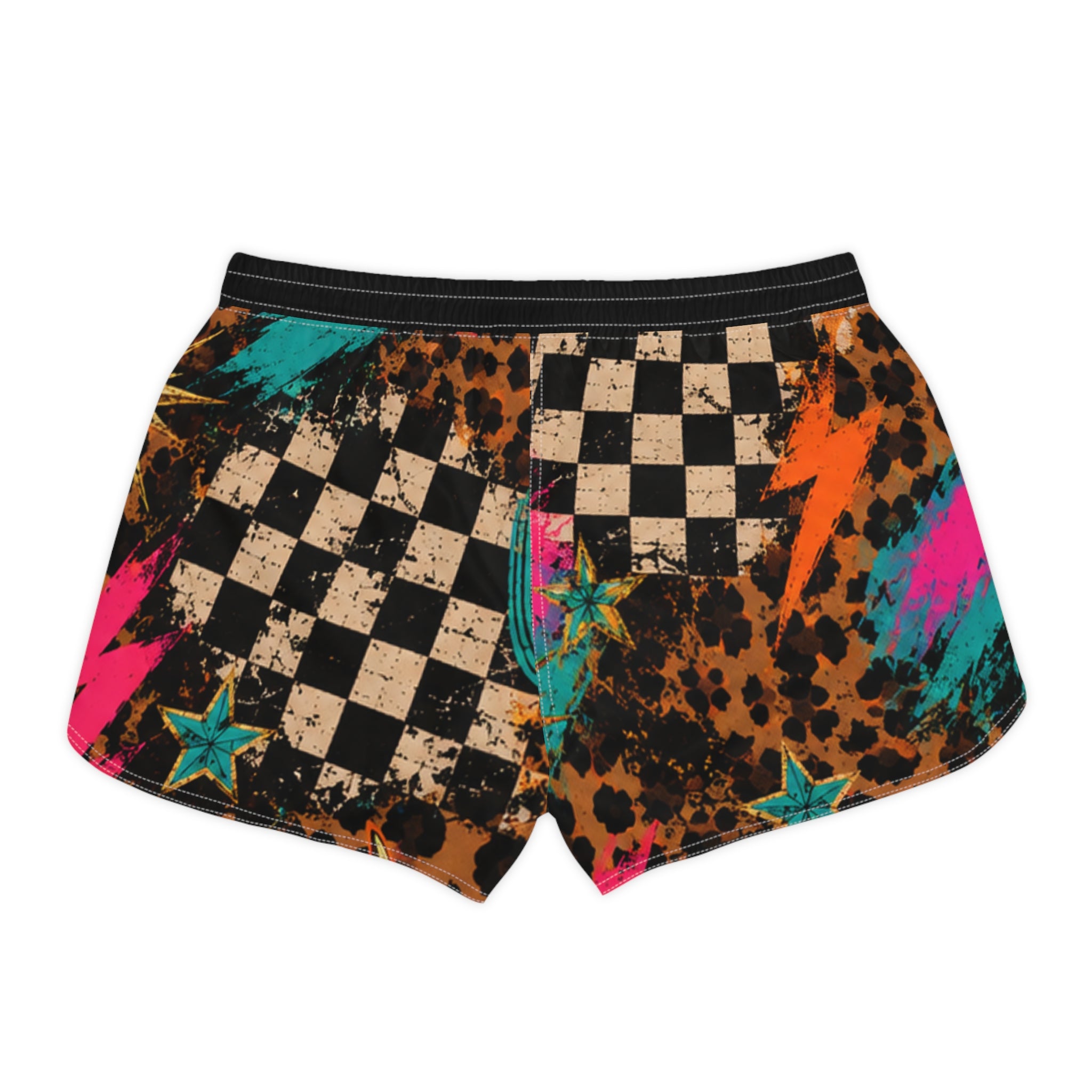 Cow head leopard checkered Women's Casual Shorts