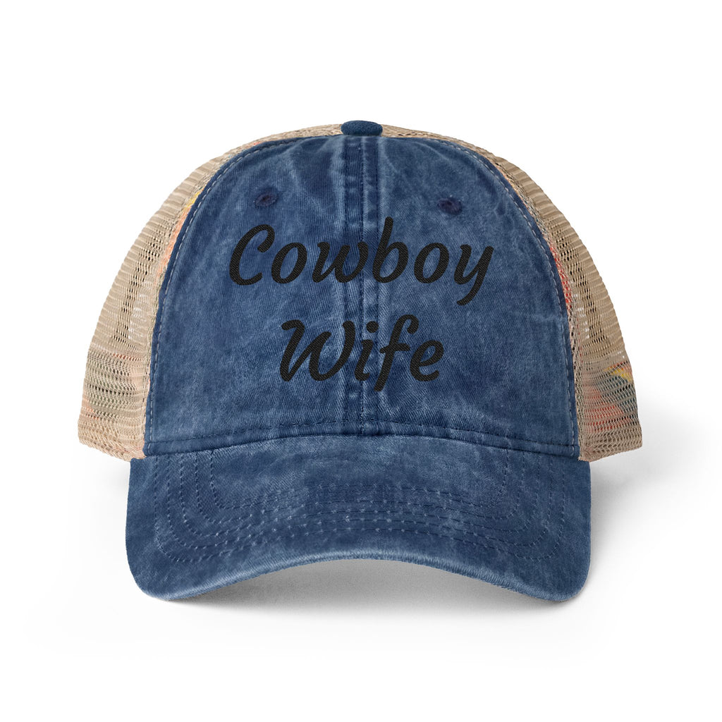 Cowboy Wife| embroidery Women's Washed Mesh-Back Cap