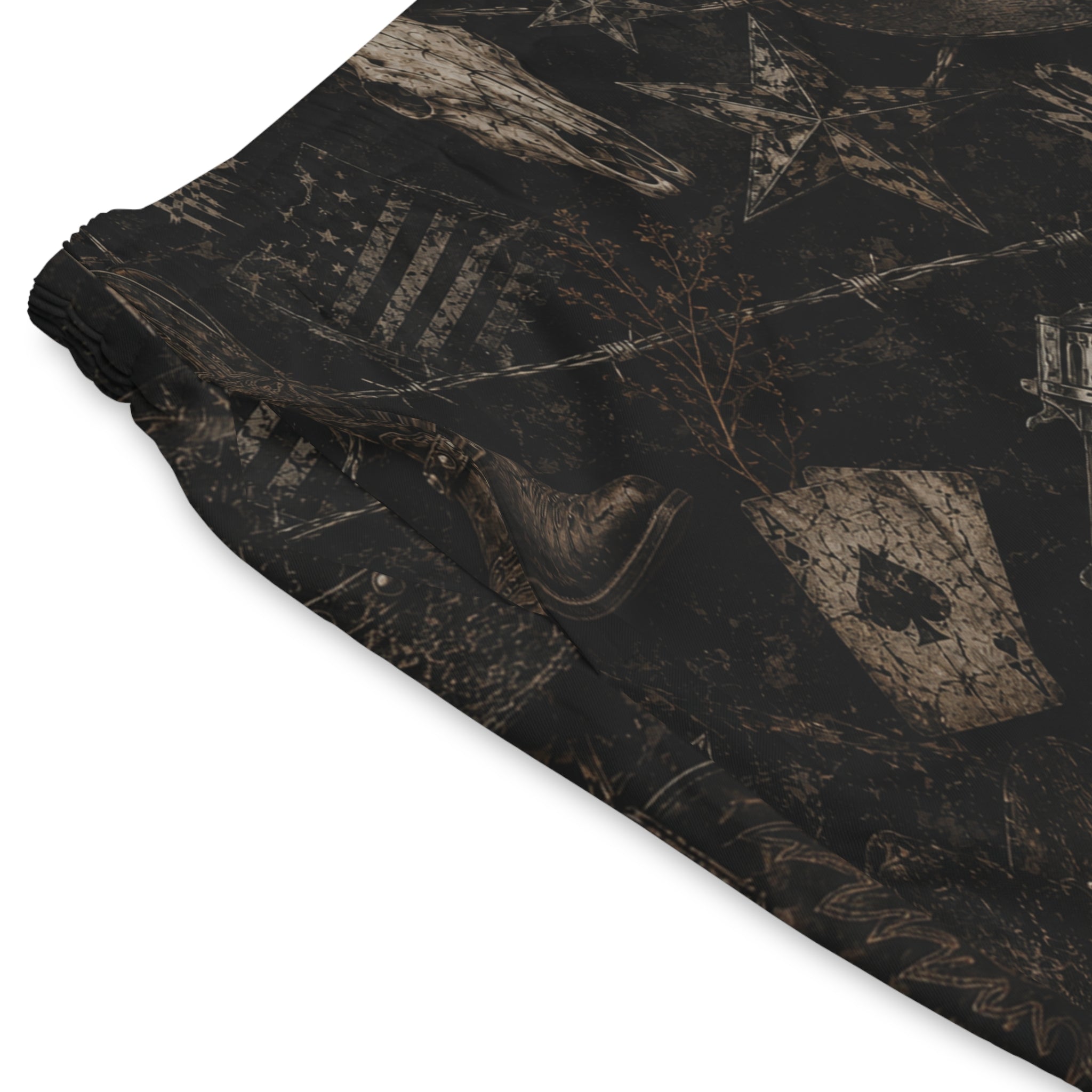 Men's Beach Shorts - Rustic Western Skull & 'Stay Wild' Pattern