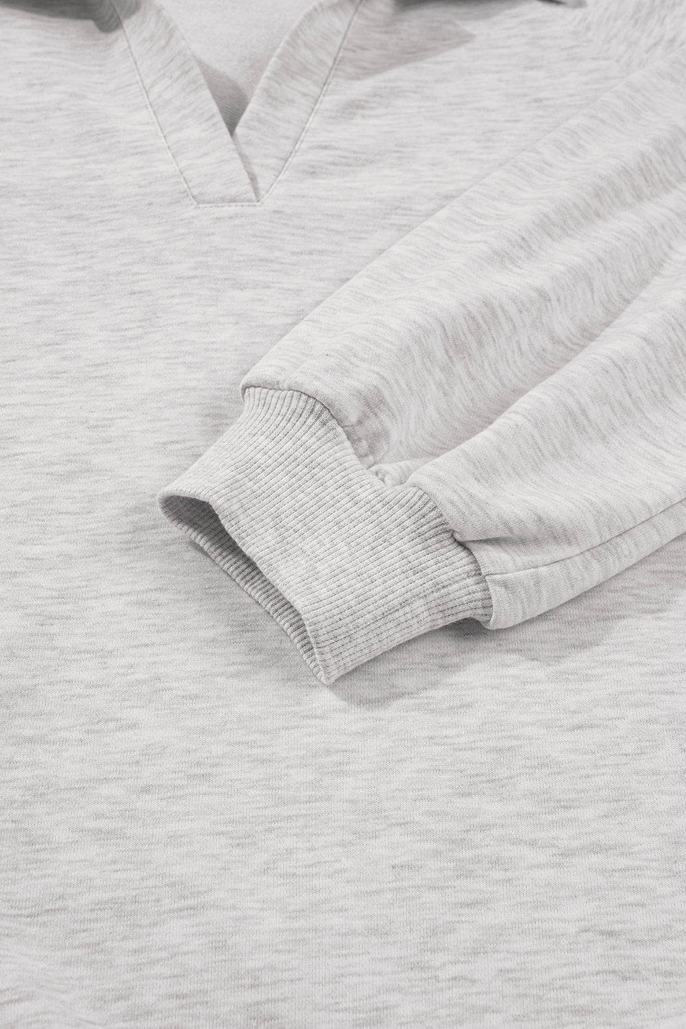 Dark Khaki Polo Collar V Neck Pullover and Drawstring Sweatpants Set