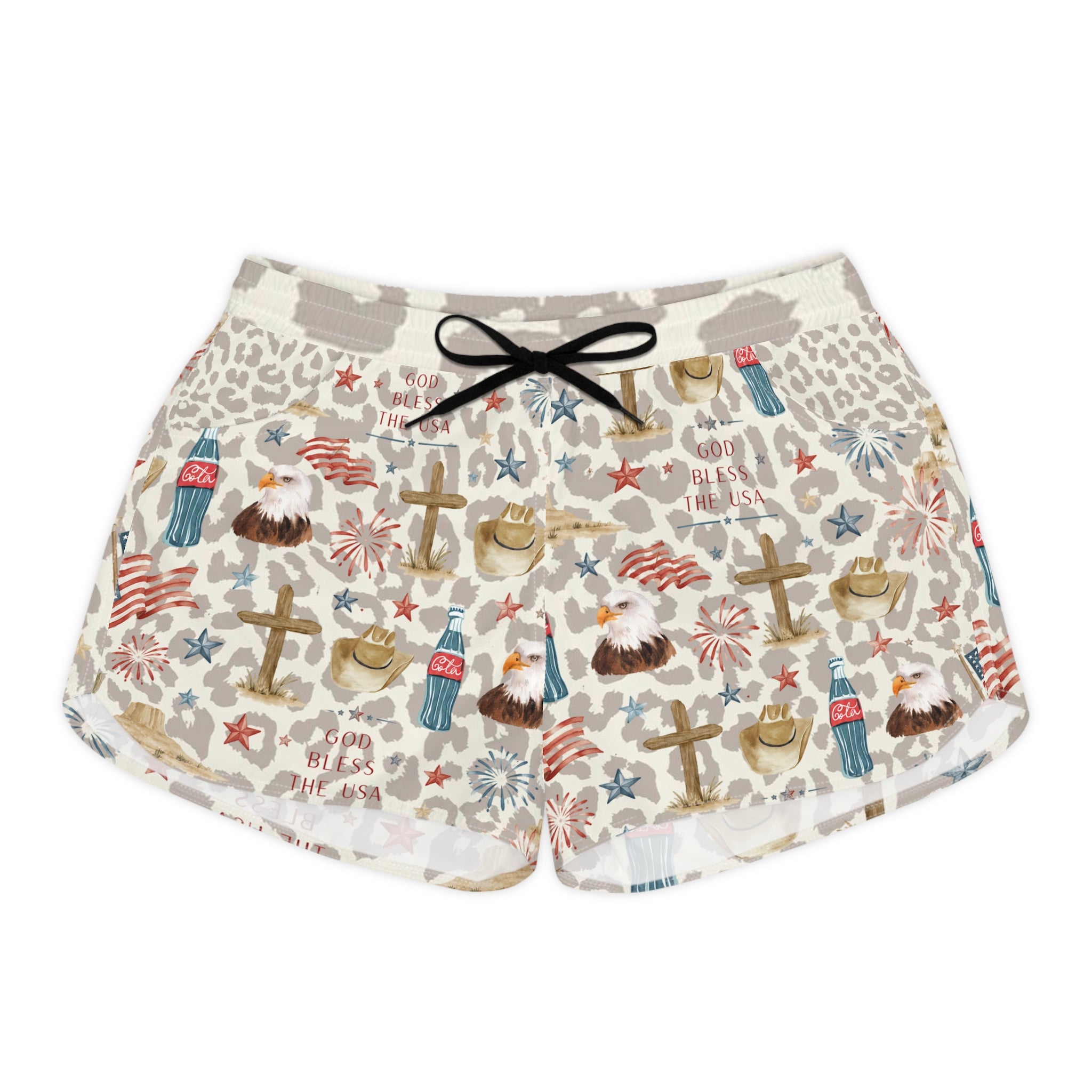 Patriotic Watercolor All-Over Print Women's Casual Shorts
