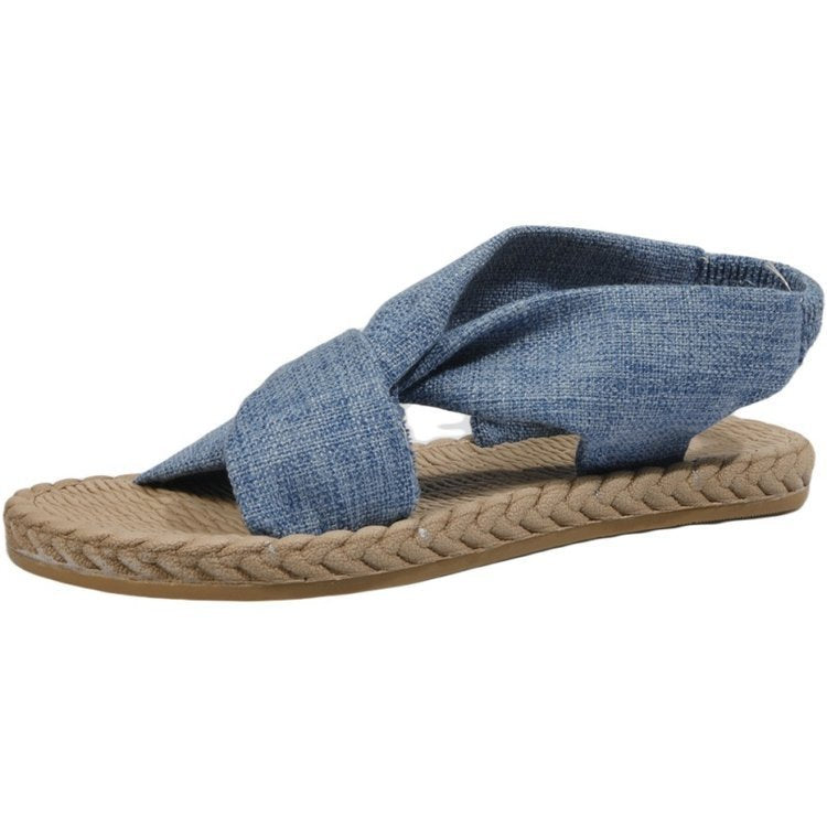 Elastic Band Cross Flat Women's Shoes