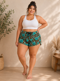 Teal Rose Leopard Print Casual Shorts – Women's Summer Lounge & Beachwear