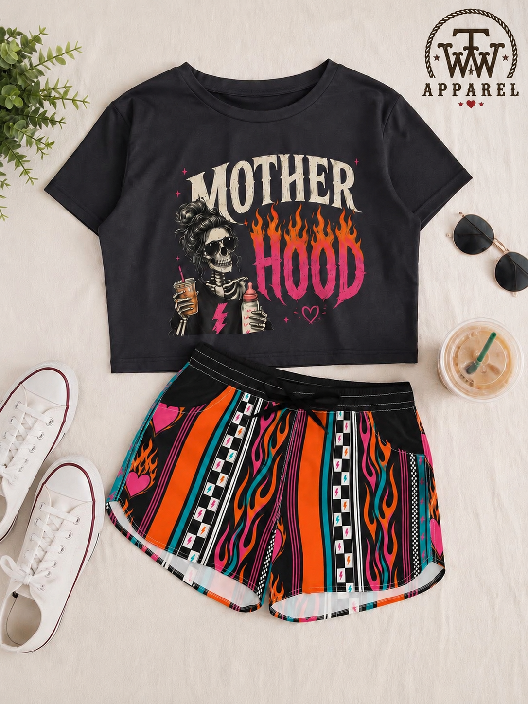 Motherhood Skull Crop Top — Rocker Mom Festival Tee