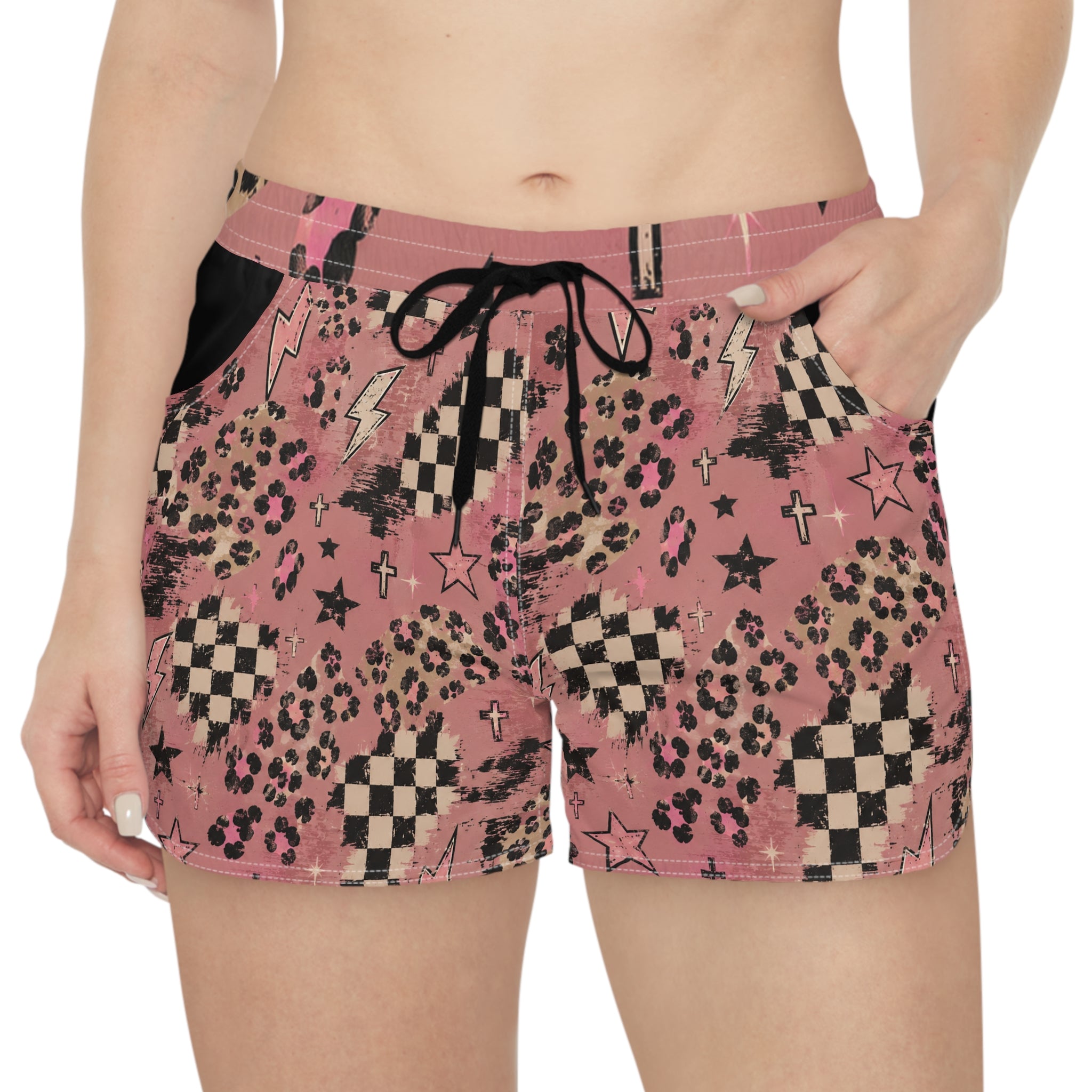 Checkered and crosses Women's Casual Shorts