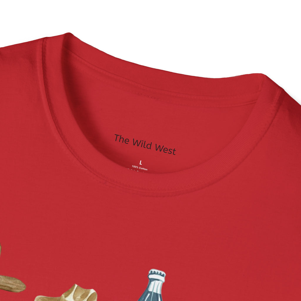Patriotic Icons T‑Shirt — "God Bless The USA" Cross, Cowboy Hat, Coke & Eagle Design