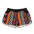 Flame Heart Stripe Casual Shorts — Women's Retro Racer Lounge Shorts