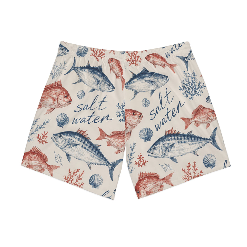 Men's 'Salt Water' Fish Print Beach Shorts