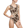 Neutral Camo One-Piece Swimsuit — Brown Abstract Camouflage Bathing Suit