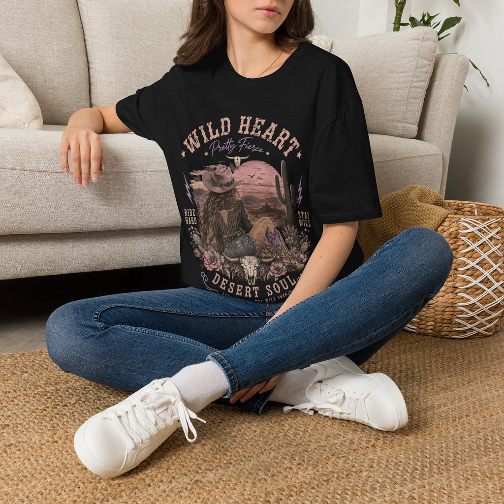 Wild Heart Desert Soul T‑Shirt — Pretty Fierce Cowgirl Vintage Tee