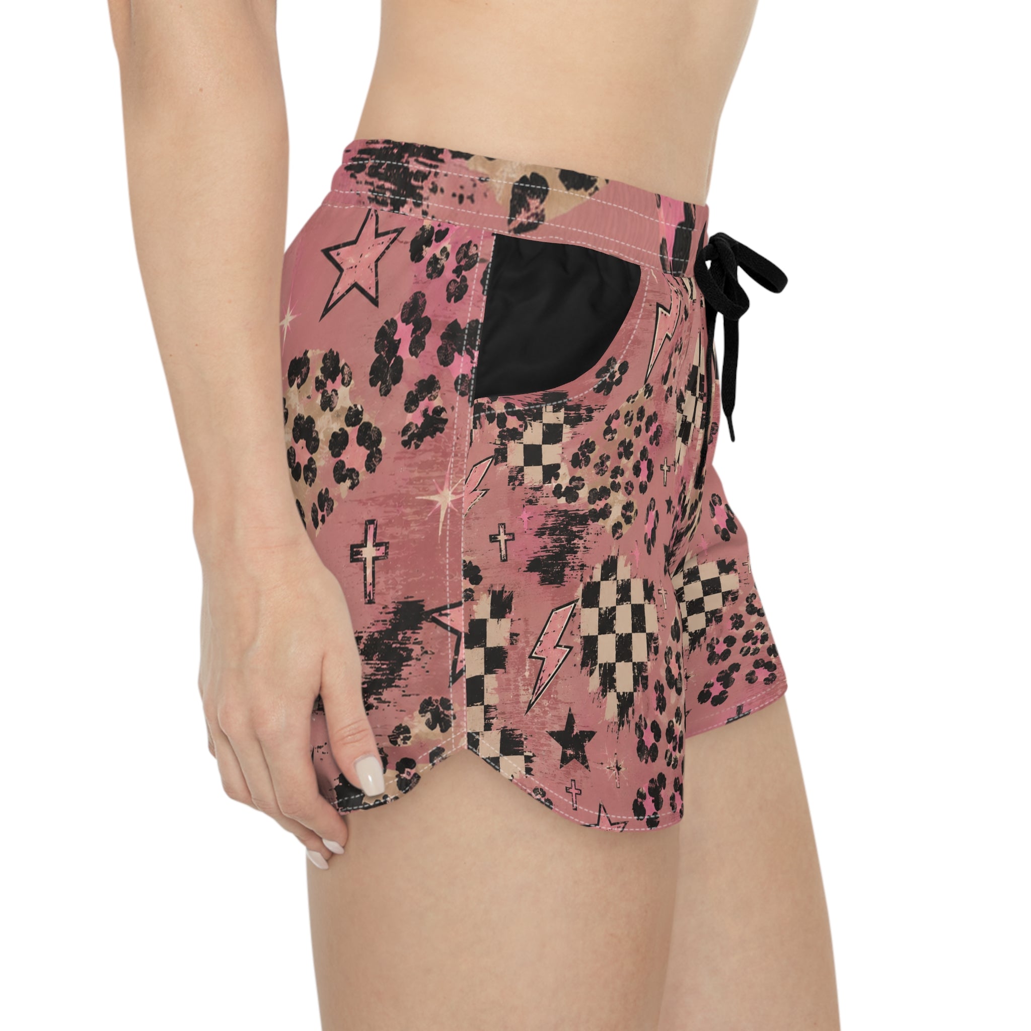 Checkered and crosses Women's Casual Shorts