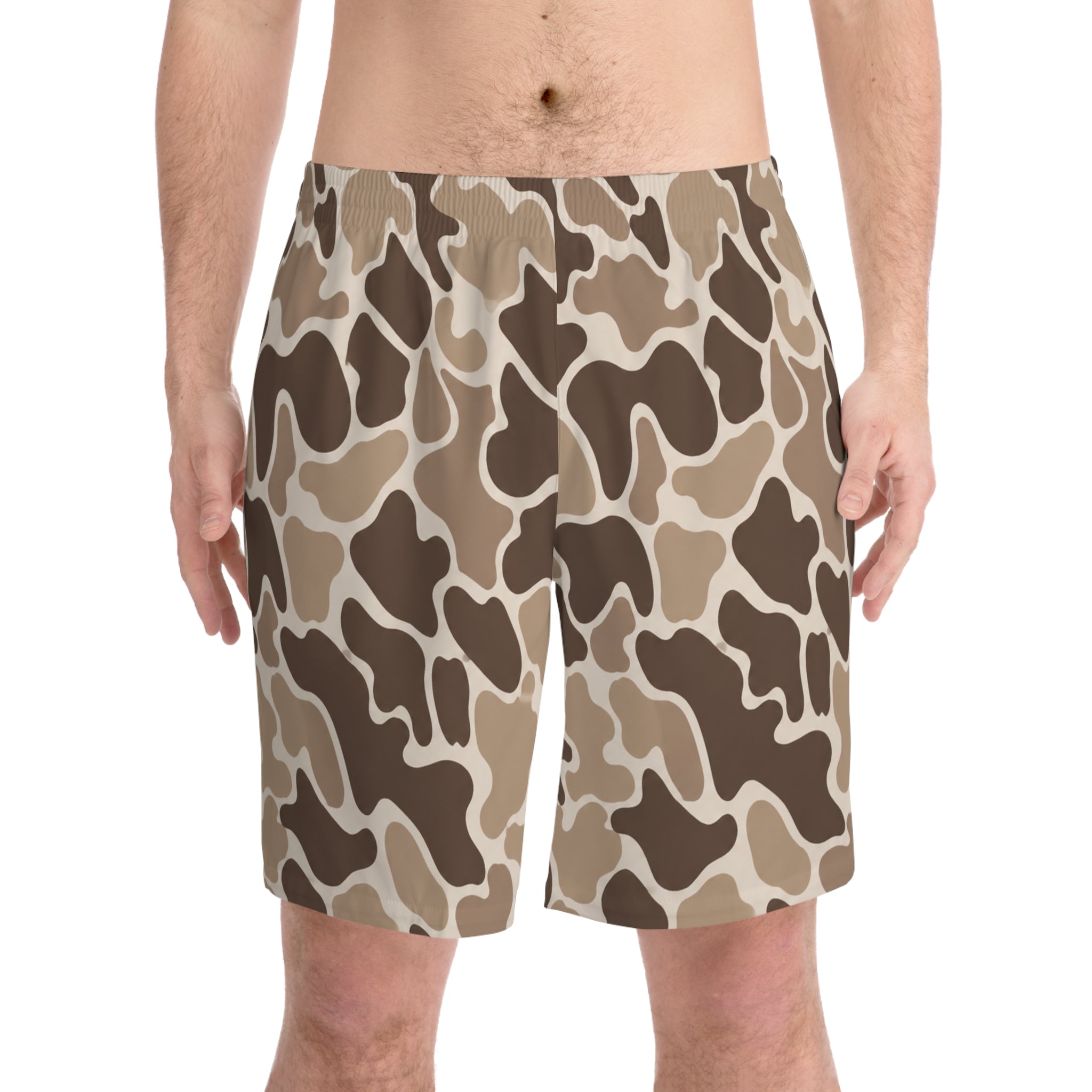 Desert Camo Beach Shorts — Men's Elastic Swim Trunks