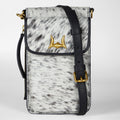 Loyal West SHELL PHONE BAG IN BLACK AND WHITE COWHIDE