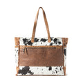 Myra Forester Junction Weekender Bag - Leather Cowhide Tote with Embossed Detailing for Ranch Escapes