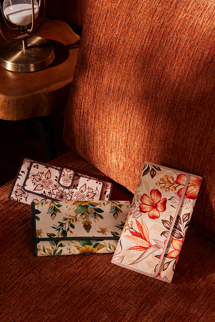 Myra Vanilla Vine Woven Wallet in Sepia Bloom