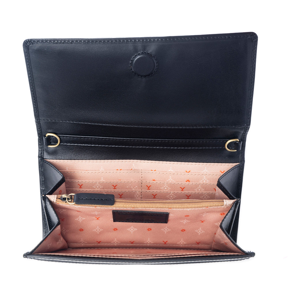 Yellowstone Caldera Leather Wallet with Rivets in Ash