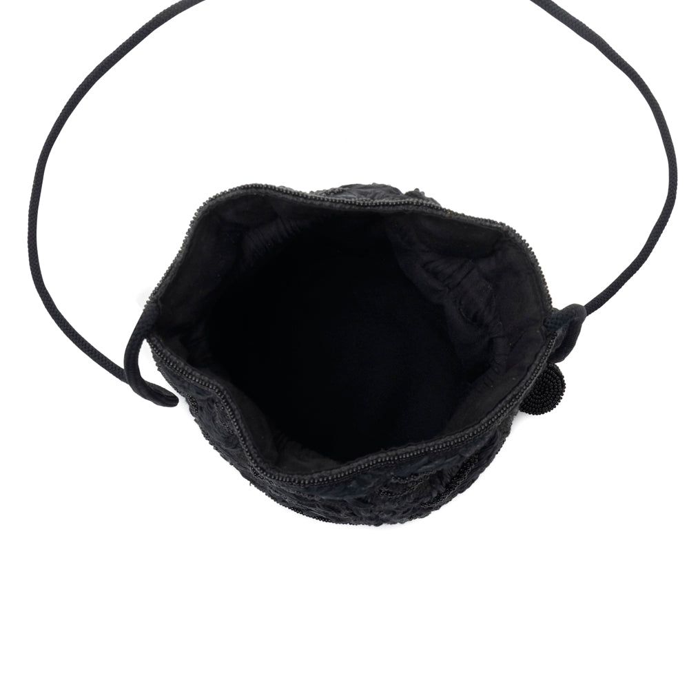 Myra Honey Vine Western Bucket Bag for Women in Black with embroidered detail