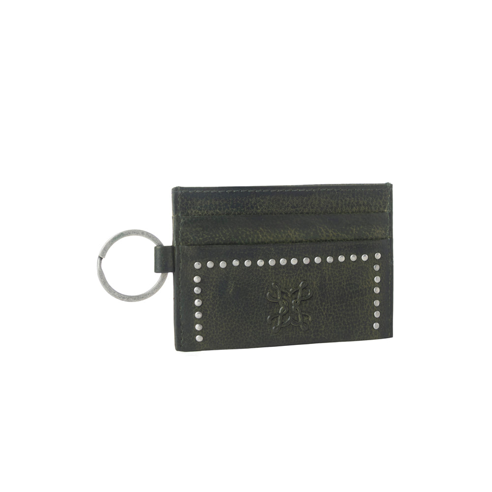 Myra Zidana Steelhoof Studded Veg Tanned Leather Wallet in Ranch Pine