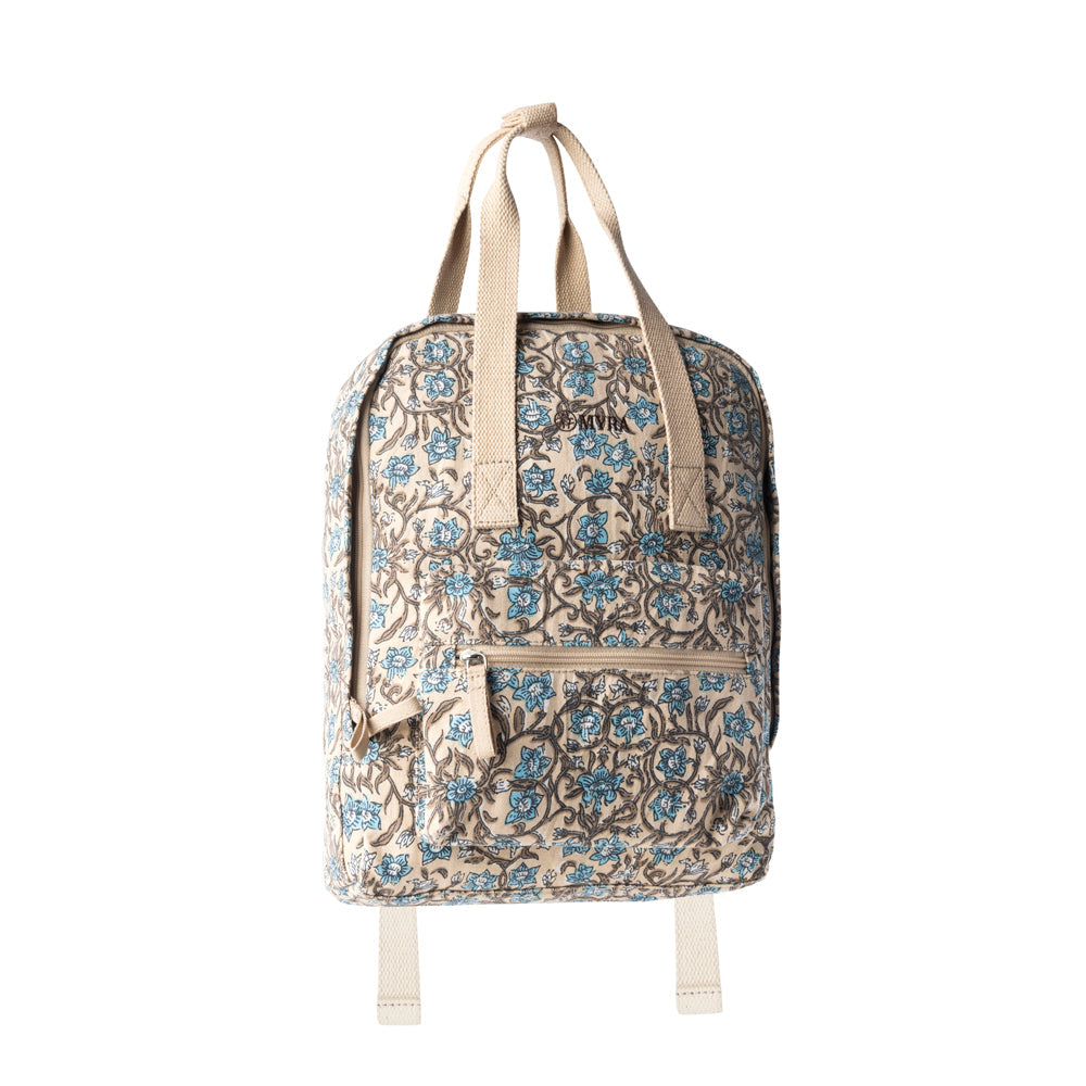 Myra Pine Meadow Cotton & Leather Crossbody Bag in Natural & Blue Floral