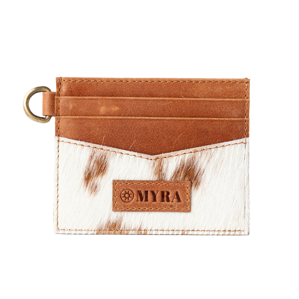 Myra Cowtown Card Holder for Women in brown with hair-on detail
