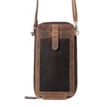 Myra Wildtouch Western Phone Crossbody in dark brown with leather detail