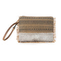 Myra Trailmark Western Wristlet for Women in olive with hairon detail
