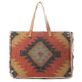 Myra Kaliko Hill Canvas Weekender Bag for Women Handwoven Boho Print with Dual Shoulder Handles