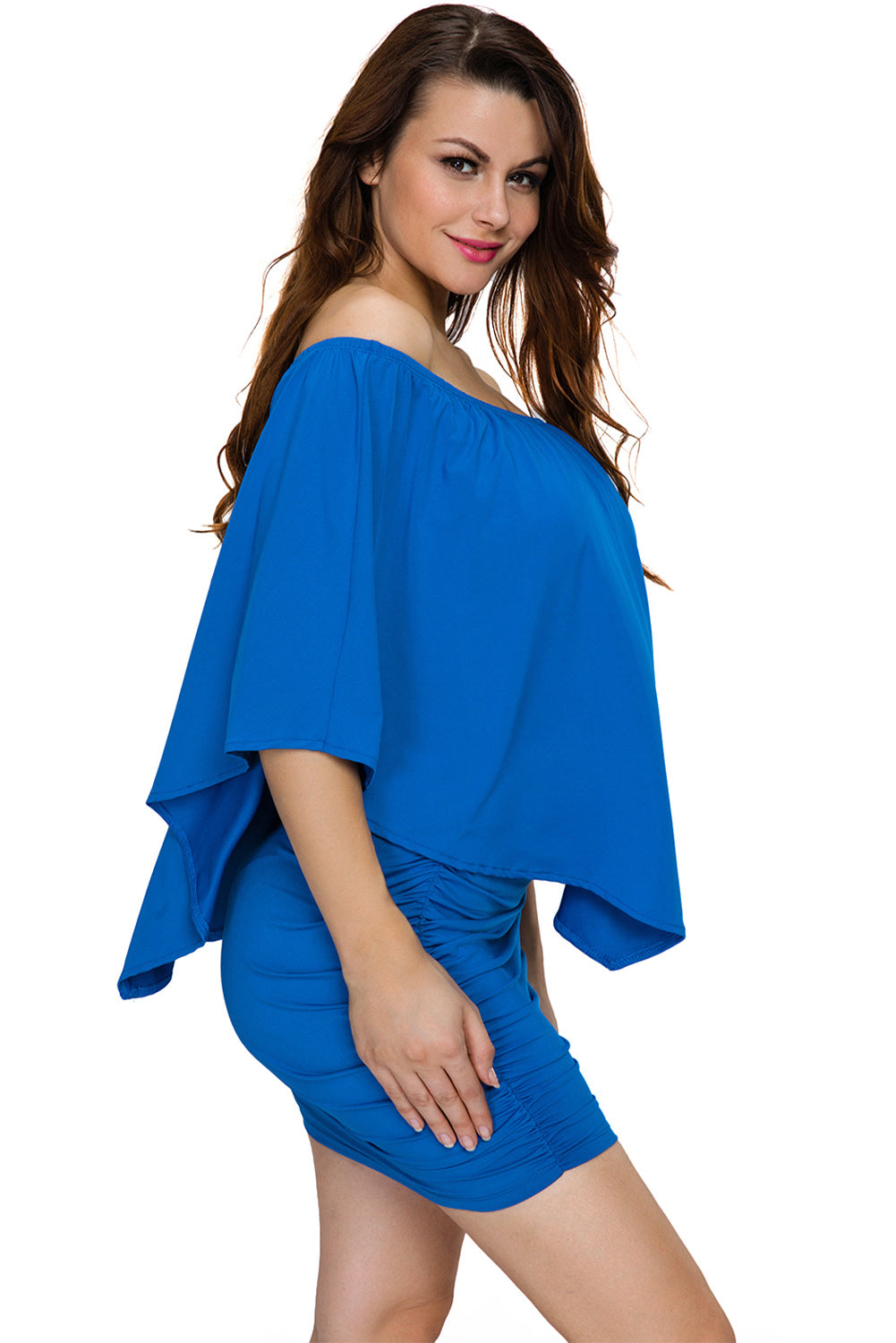Plus size  Dressing Layered Fiery Red Mini Poncho Dress