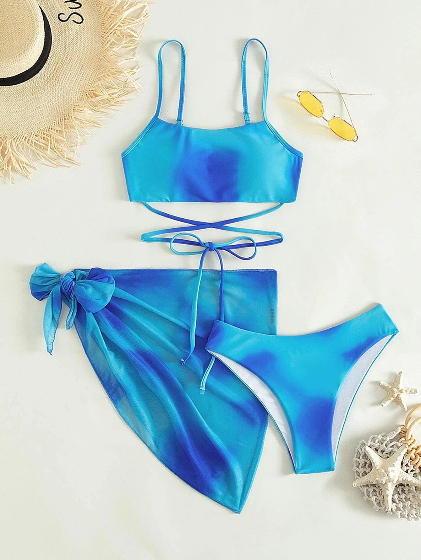Women's Tie-dye Bikini Swimsuit Three-piece Suit